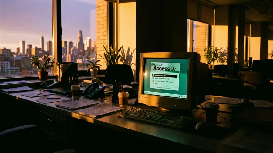 誰もいないオフィスでAccess処理を検証する日本語UIの作業画面