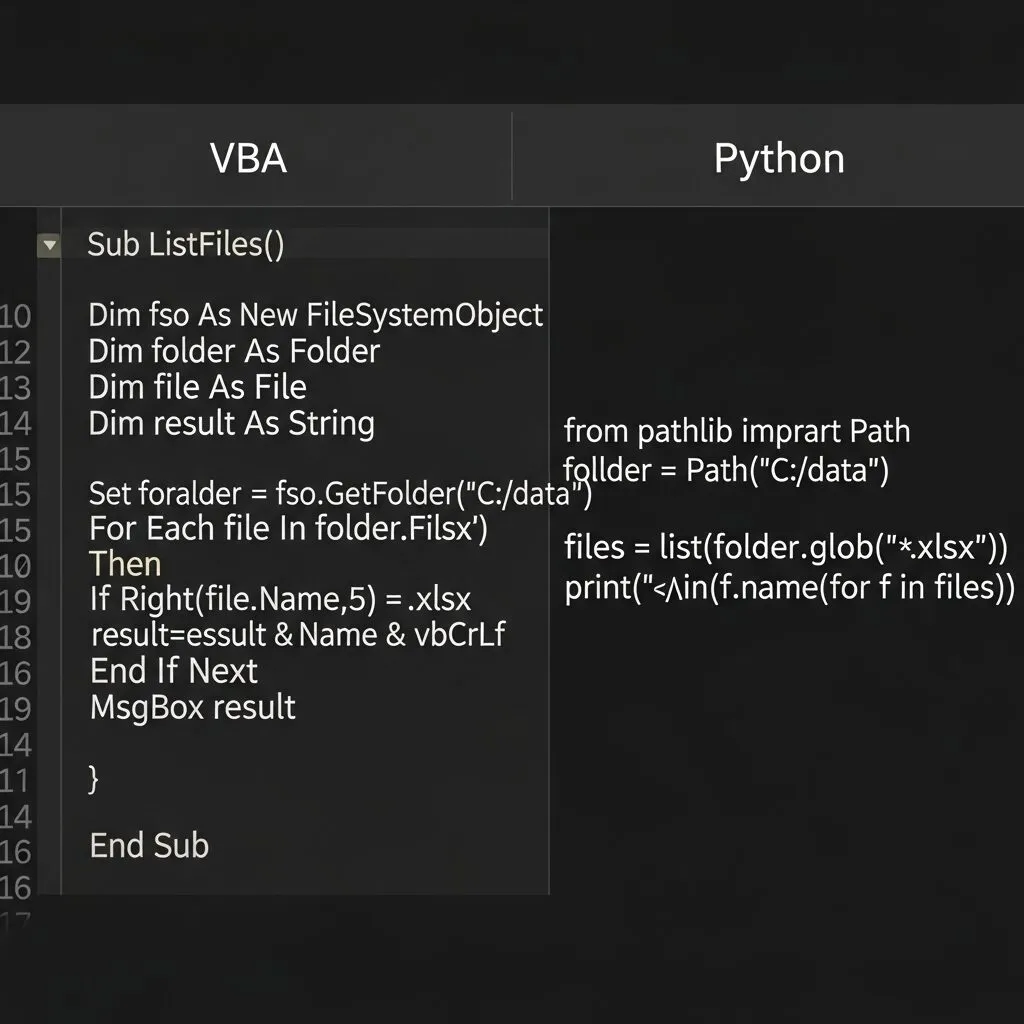 VBAとPythonのコード比較:同じ処理を両言語で書いたときの違い