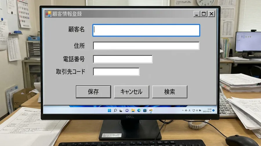 VB.netの顧客情報入力フォーム画面