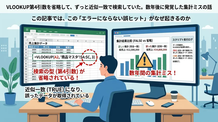 この記事では、この「エラーにならない誤ヒット」がなぜ起きるのかに関する解説図(日本語UI)