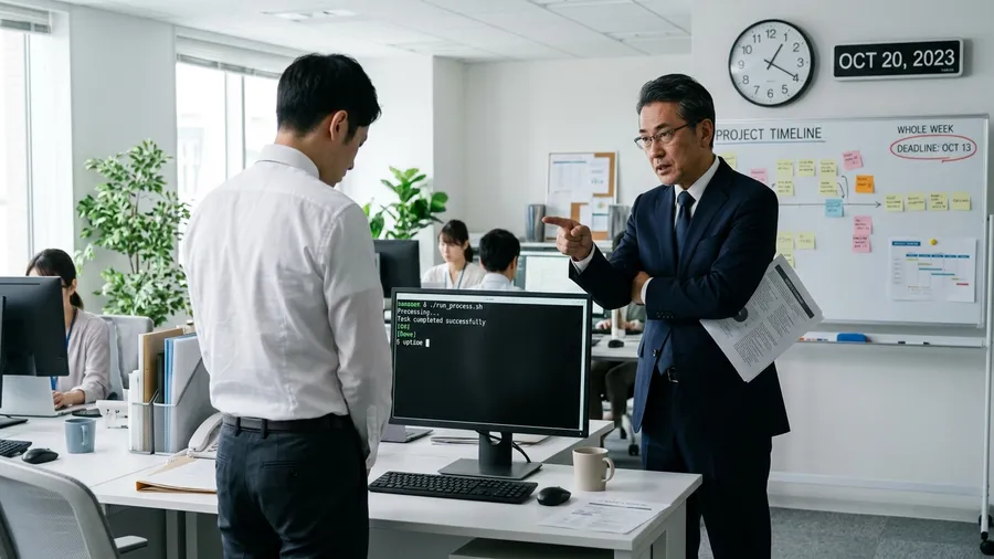 部長に指摘されて青ざめる会社員