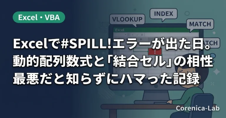 Excelで#SPILL!エラーが出た日。動的配列数式と結合セルの相性問題を解説するイメージ