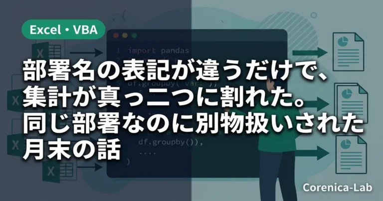 部署名の表記が違うだけで、集計が真っ二つに割れた。同じ部署なのに別物扱いされた月末の話