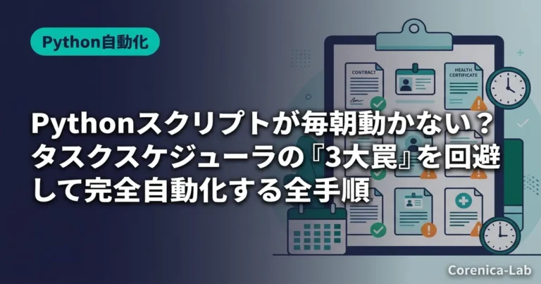 Pythonスクリプトが毎朝動かない？タスクスケジューラの『3大罠』を回避して完全自動化する全手順