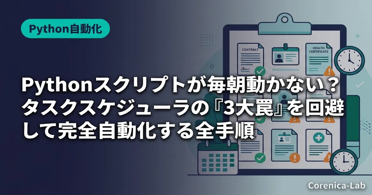 Pythonスクリプトが毎朝動かない？タスクスケジューラの『3大罠』を回避して完全自動化する全手順