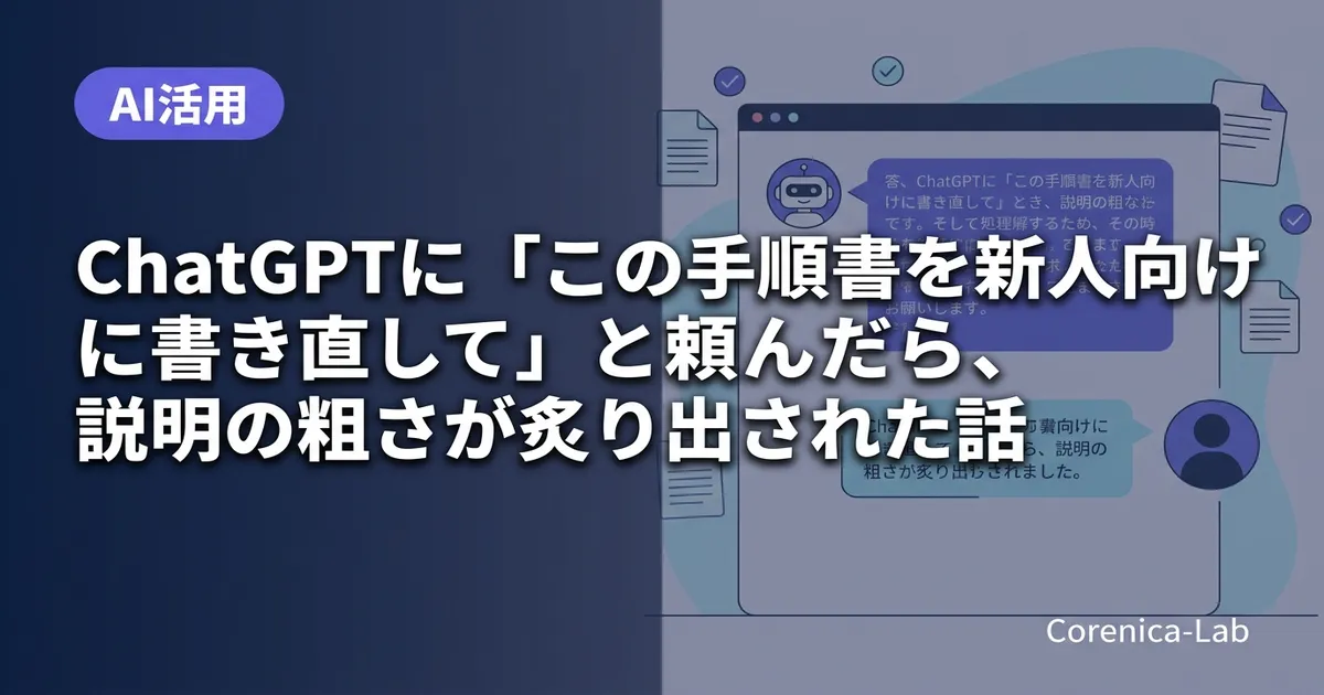 ChatGPTに「この手順書を新人向けに書き直して」と頼んだら、説明の粗さが炙り出された話