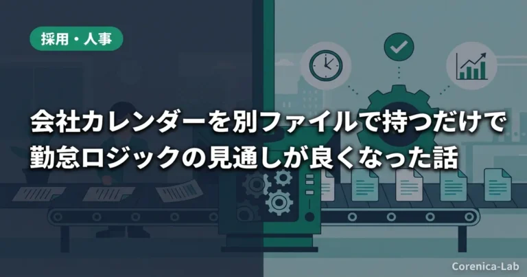 会社カレンダーを別ファイルで持つだけで勤怠ロジックの見通しが良くなった話のアイキャッチ画像（採用・人事）