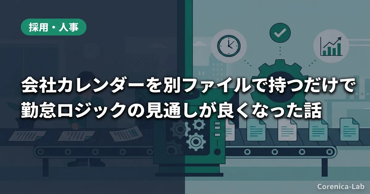 会社カレンダーを別ファイルで持つだけで勤怠ロジックの見通しが良くなった話のアイキャッチ画像（採用・人事）