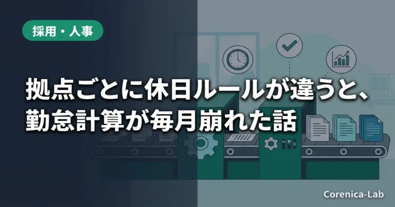 拠点ごとに休日ルールが違うと、勤怠計算が毎月崩れた話のアイキャッチ画像（採用・人事）