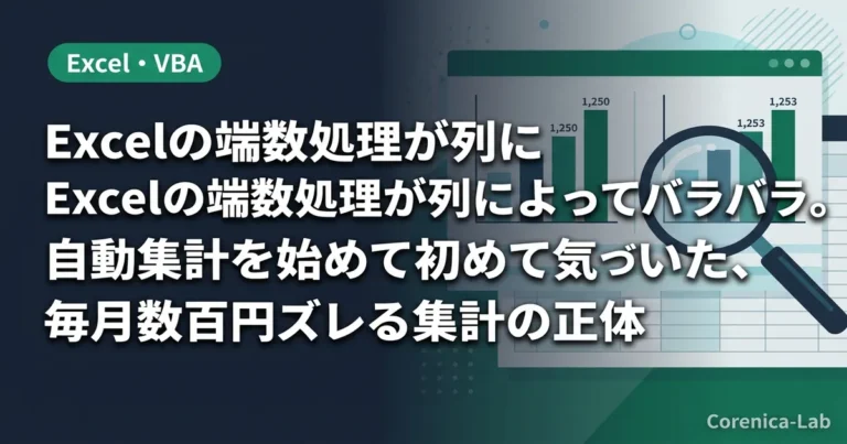 Excelの端数処理が列によってバラバラだった。自動集計を始めて初めて気づいた、毎月数百円ズレる集計の正体のアイキャッチ画像(Excel・VBA)
