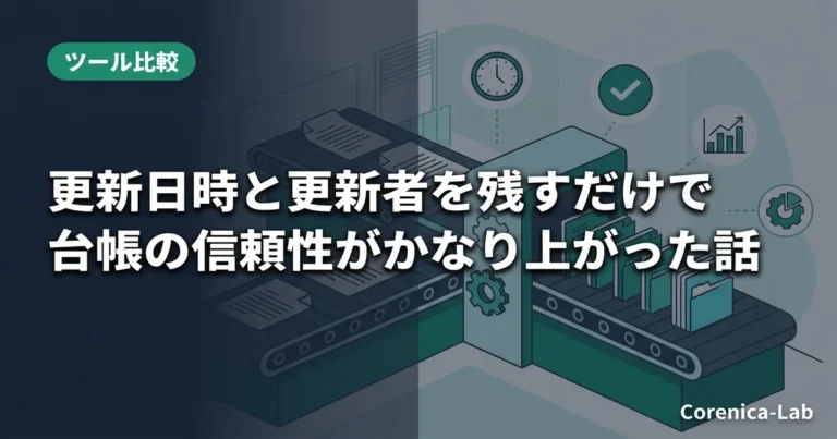 更新日時と更新者を残すだけで台帳の信頼性がかなり上がった話のアイキャッチ画像（ツール比較）