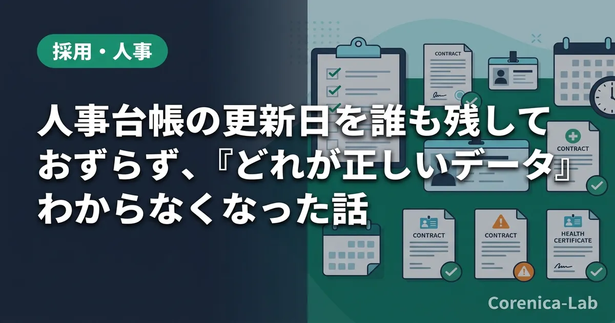 人事台帳の更新日を誰も残しておらず、『どれが正しいデータか』わからなくなった話のアイキャッチ画像（採用・人事）