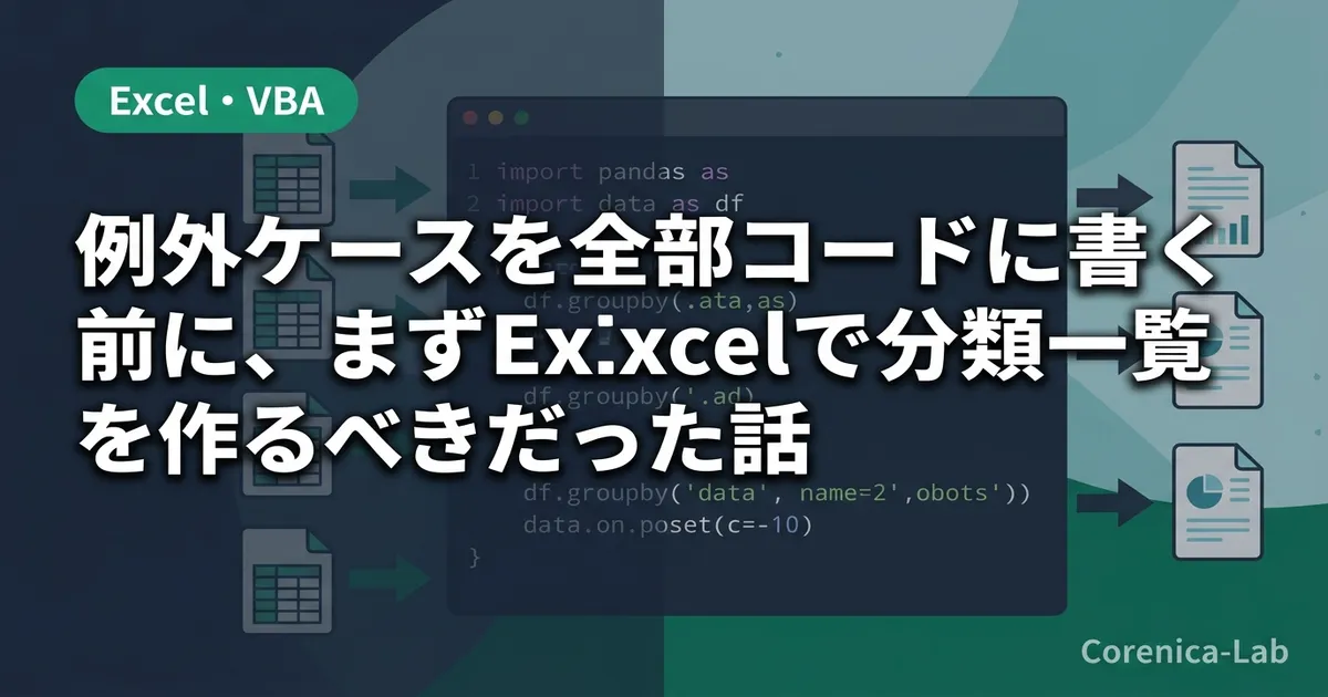 例外ケースを全部コードに書く前に、まずExcelで分類一覧を作るべきだった話のアイキャッチ画像（Excel・VBA）