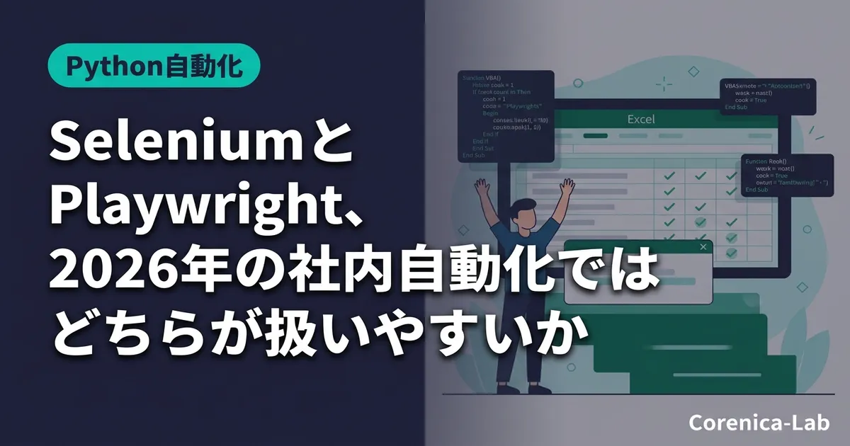 SeleniumとPlaywright、2026年の社内自動化ではどちらが扱いやすいかのアイキャッチ画像(Python自動化)