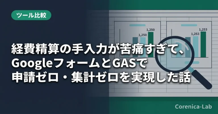 経費精算の手入力が苦痛すぎて、GoogleフォームとGASで申請ゼロ・集計ゼロを実現した話のアイキャッチ画像(ツール比較)
