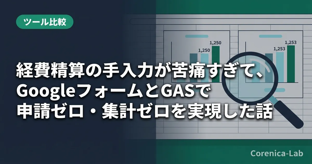 経費精算の手入力が苦痛すぎて、GoogleフォームとGASで申請ゼロ・集計ゼロを実現した話のアイキャッチ画像（ツール比較）