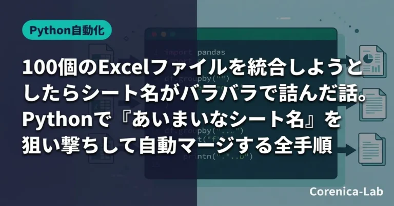 100個のExcelファイルを統合しようとしたらシート名がバラバラで詰んだ話。Pythonで『あいまいなシート名』を狙い撃ちして自動マージする全手順のアイキャッチ画像（Python自動化）
