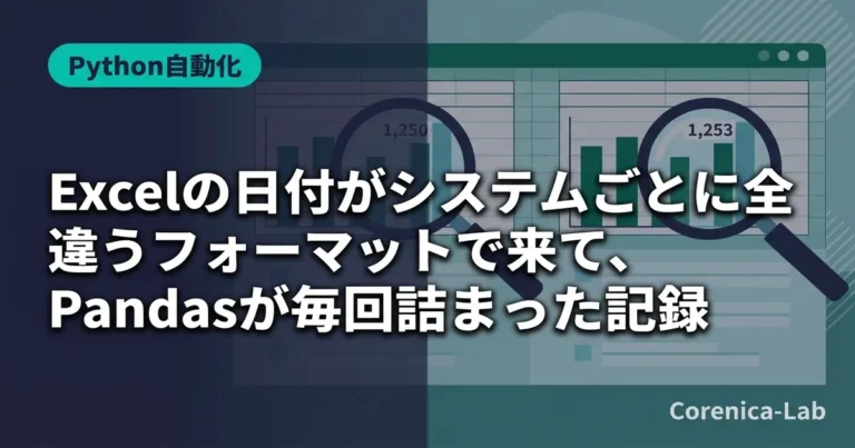 Excelの日付がシステムごとに全部違うフォーマットで来て、Pandasが毎回詰まった記録