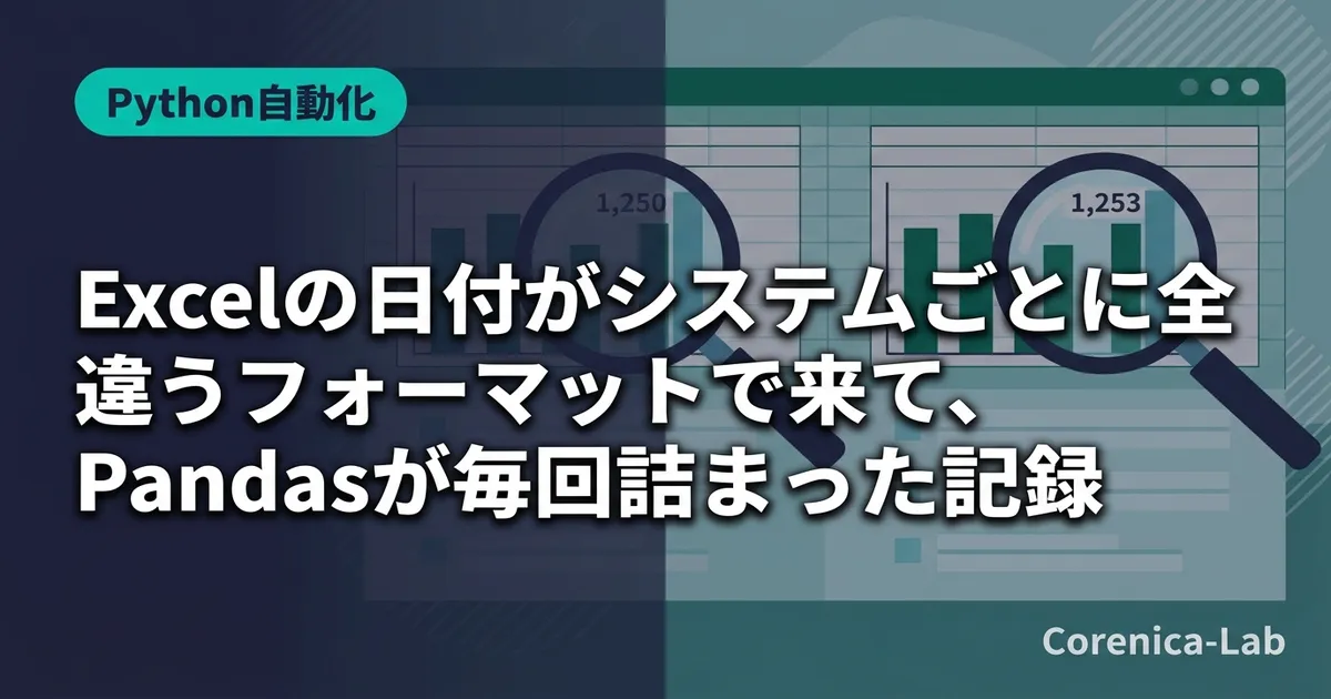 Excelの日付がシステムごとに全部違うフォーマットで来て、Pandasが毎回詰まった記録