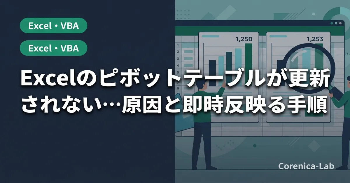 Excelのピボットテーブルが更新されない…原因と即時反映させる手順