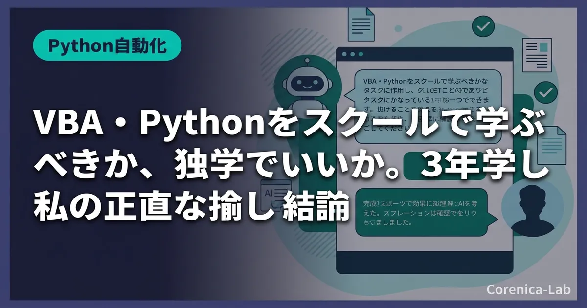 VBA・Pythonをスクールで学ぶべきか、独学でいいか。3年独学した私の正直な結論