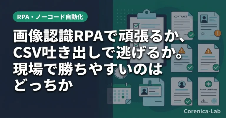 画像認識RPAで頑張るか、CSV吐き出しで逃げるか。現場で勝ちやすいのはどっちか
