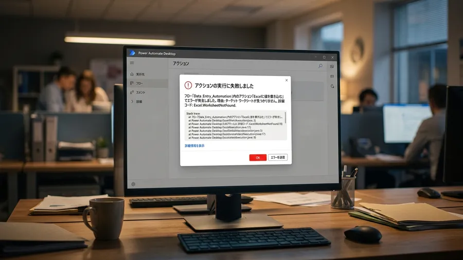Power Automate Desktopのエラーダイアログ
