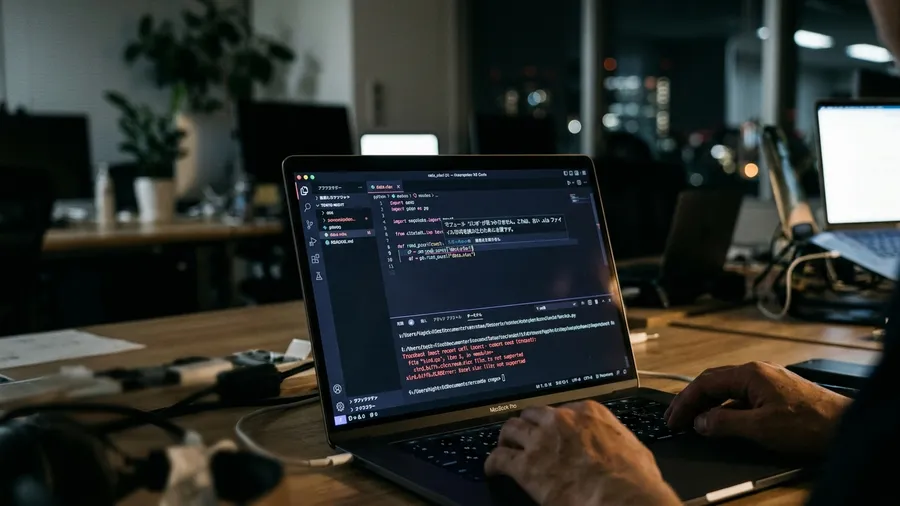 日本語のVS Codeエディタ画面。赤い波線でread_excelが強調されター