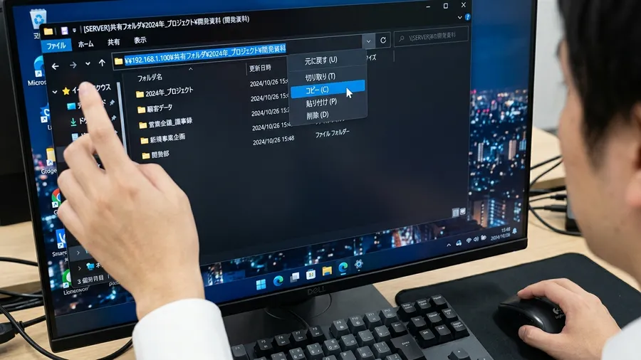 Windowsのエクスプローラーで、ネットワークパスのアドレスバーをコピーしよう
